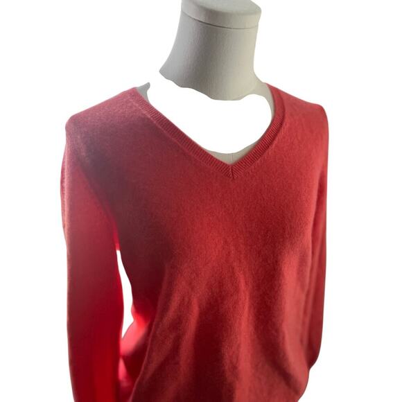 Talbots 100% Cashmere Coral V Neck Sweater Pullover Women's S M Soft Luxury - Picture 4 of 12
